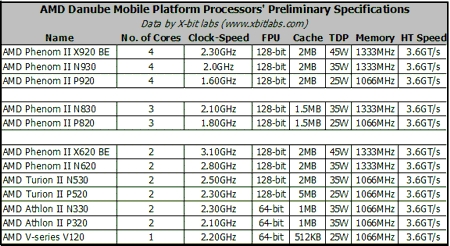 Спецификации платформы AMD Dabun
